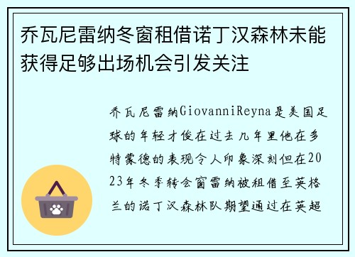 乔瓦尼雷纳冬窗租借诺丁汉森林未能获得足够出场机会引发关注